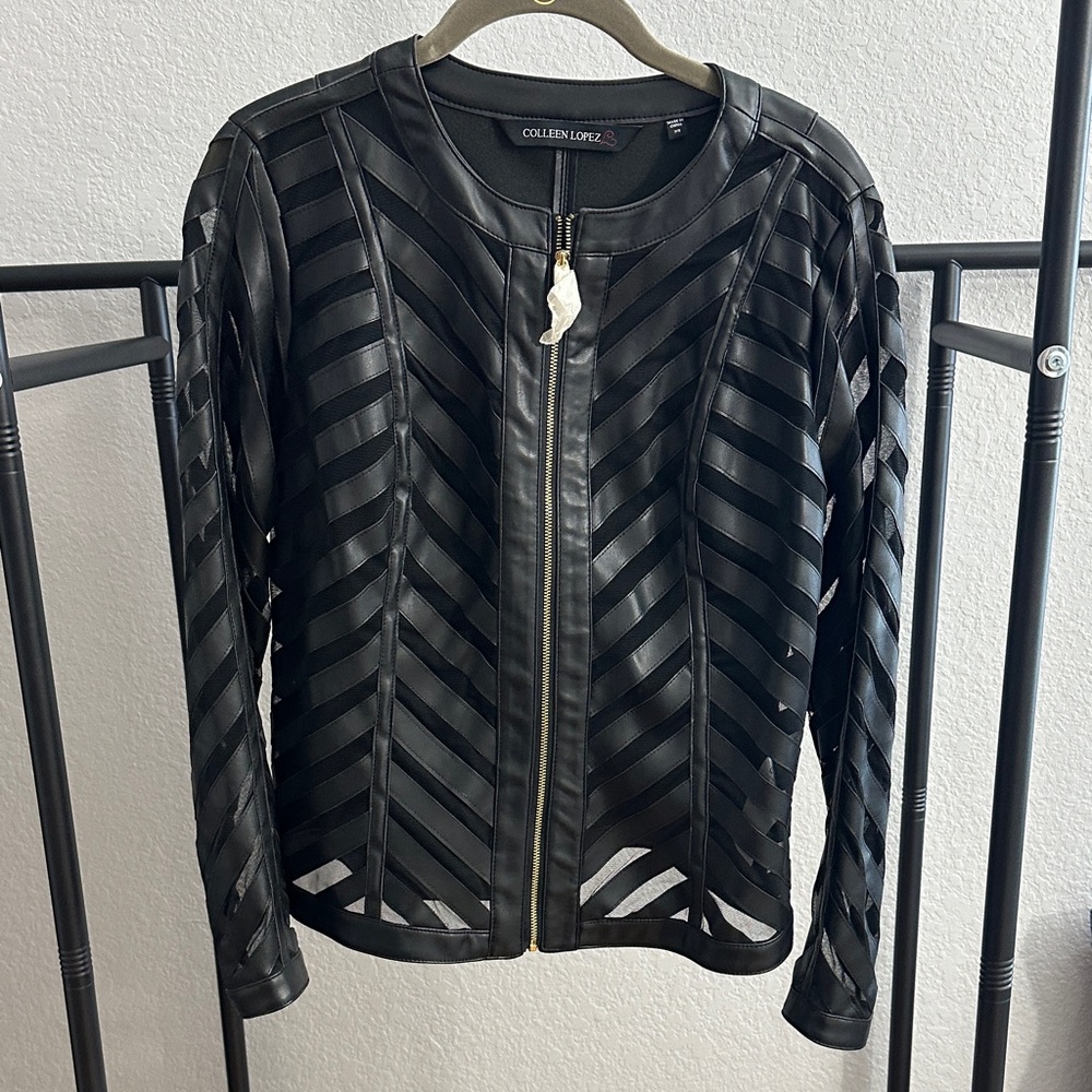 Colleen Lopez Black Cutout Leather Jacket
